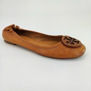 Tory Burch Minnie Travel Women's Size 8 M US Leather Brown Flats 251